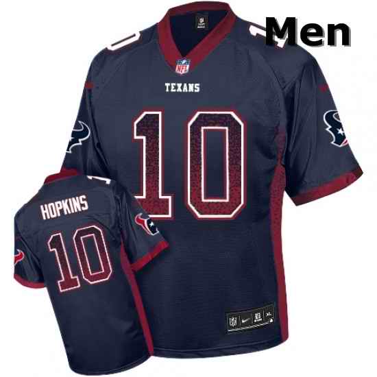Men Nike Houston Texans 10 DeAndre Hopkins Elite Navy Blue Drift Fashion NFL Jersey